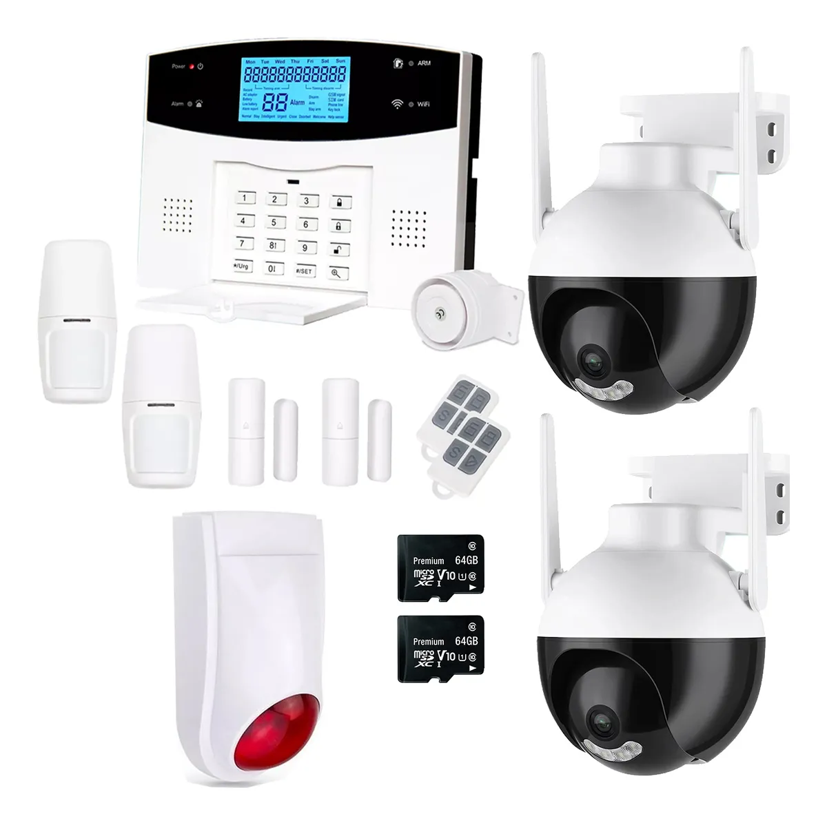 Kit Zonex Alarma Wifi&gsm 2 Domos 2K Memorias Sirena Cable